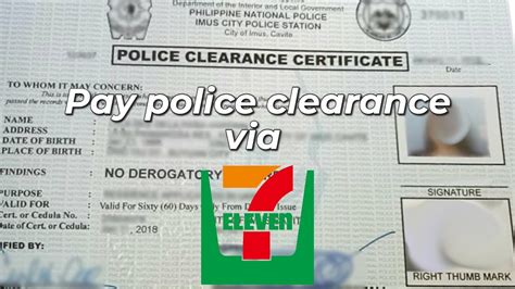 how to pay police clearance via 711